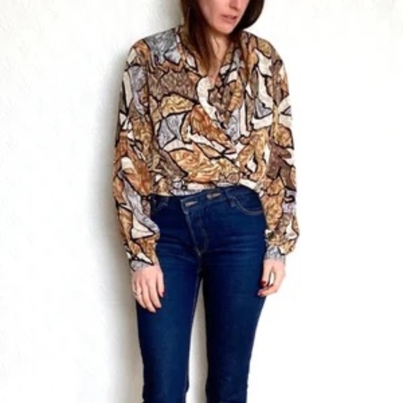 VTG 80’s Printed Blouse - Picture 6 of 6